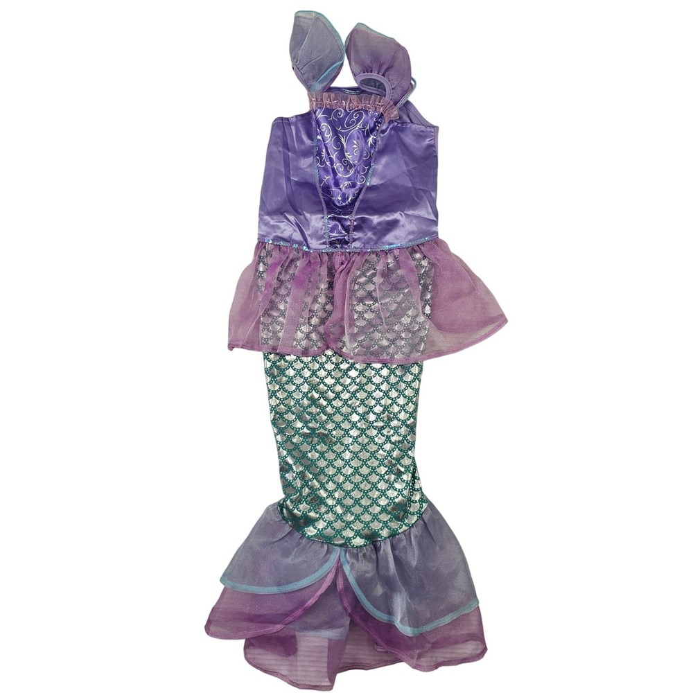 Ghnatygren Girls Mermaid Costume Purple Teal Metallic Scale Dress Up Size 150